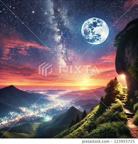 A fantastic sky with the moon A fantastic sky with the moon 123955725