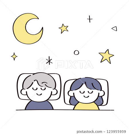 Illustration of a sleeping couple Illustration of a sleeping couple 123955939