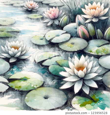 A landscape with a water lily 123956528