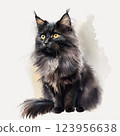 Black Cat Painted with Watercolor 123956638