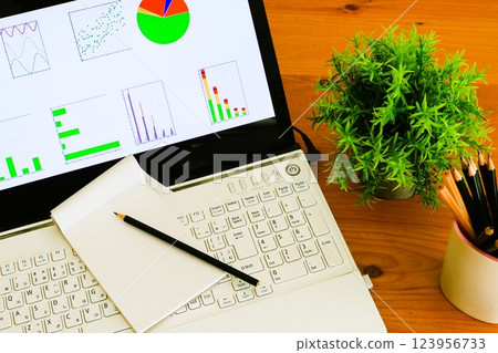 Business image graph and computer chart desk work Business image graph and computer chart desk work 123956733