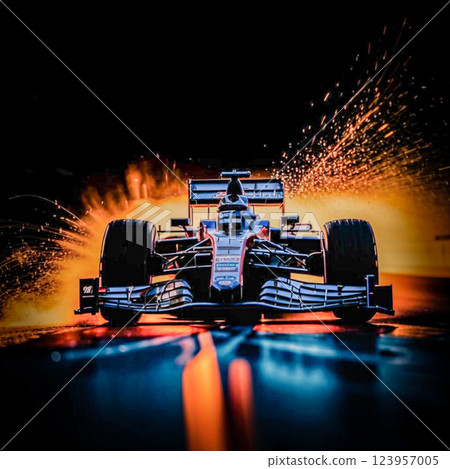 F-1 racing car.  A graceful Formula One car in all its beauty. AI generated. 123957005