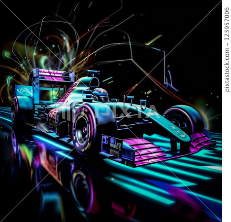 F-1 racing car.  A graceful Formula One car in all its beauty. AI generated. 123957006