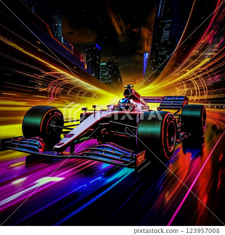 F-1 racing car.  A graceful Formula One car in all its beauty. AI generated. 123957008