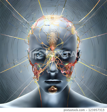 Futuristic Neural Pathways in Human Head Digital Artwork Futuristic Neural Pathways in Human Head Digital Artwork 123957313
