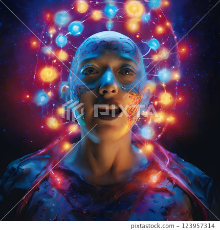 Futuristic Neural Network Glow 123957314