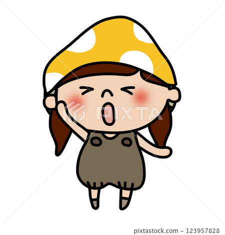 A child dressed as a mushroom responding A child dressed as a mushroom responding 123957828