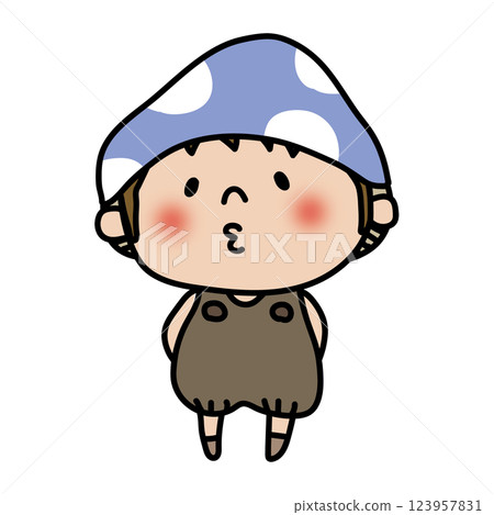 A child dressed as a mushroom with a pout 123957831
