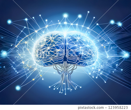 Image of optical wiring connected to the brain 123958223