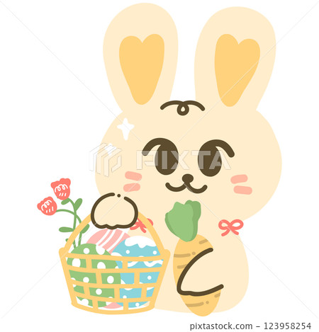 Cute Easter Bunny hold basket easter egg illustration Cute Easter Bunny hold basket easter egg illustration 123958254