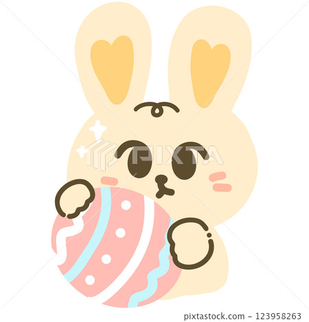 Cute Easter Bunny with egg illustration 123958263