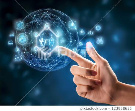 Image material showing unlocking globally using fingerprint authentication Image material showing unlocking globally using fingerprint authentication 123958655