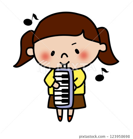 Child playing keyboard harmonica (girl 2) 123958698