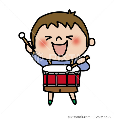 Child playing the drum (boy 1) 123958699