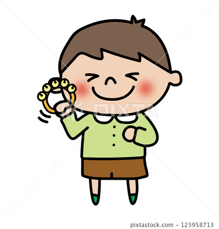 Child ringing a bell (boy) 123958713