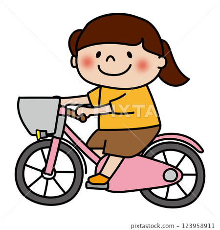 Child (girl) riding a bicycle 123958911