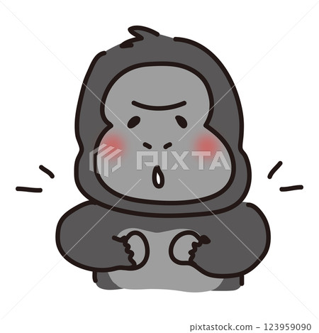 Gorilla beating his chest and drumming Gorilla beating his chest and drumming 123959090