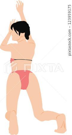 身穿泳衣的女子擺姿勢的插圖 123959175