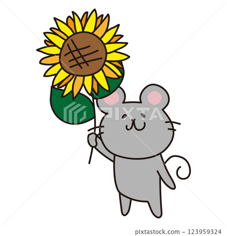 老鼠叼著向日葵 123959324