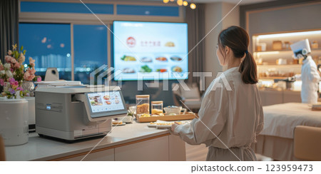 modern kitchen in smart home featuring advanced cooking technology and food 123959473