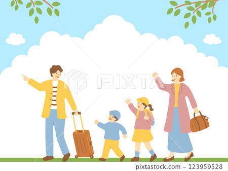 一家人享受旅行 123959528