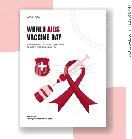 Hand-Drawn Flat Cartoon Background for World AIDS Vaccine Day Vertical Poster 123959747
