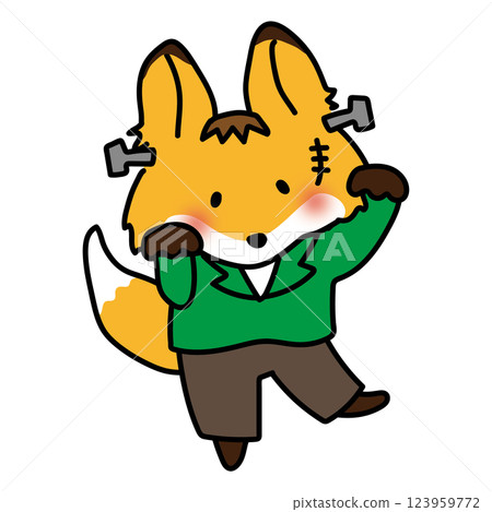 A fox dressed up as Frankenstein for Halloween 123959772