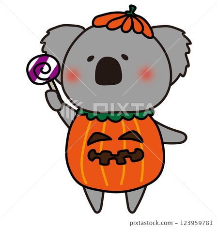 Koala dressed up as a jack-o'-lantern for Halloween Koala dressed up as a jack-o'-lantern for Halloween 123959781