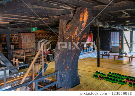 （山梨縣）舊高野家宅邸（觀總屋敷） 從客廳望去屋簷下的柿子 123959958