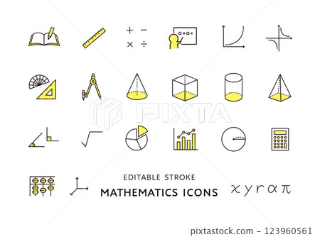 Arithmetic and mathematics icon set Arithmetic and mathematics icon set 123960561