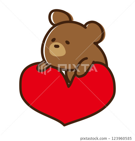 Bear riding a heart Bear riding a heart 123960585