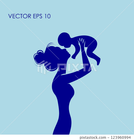 Joyful Mother Lifting Her Child in a Heartwarming Silhouette Joyful Mother Lifting Her Child in a Heartwarming Silhouette 123960994