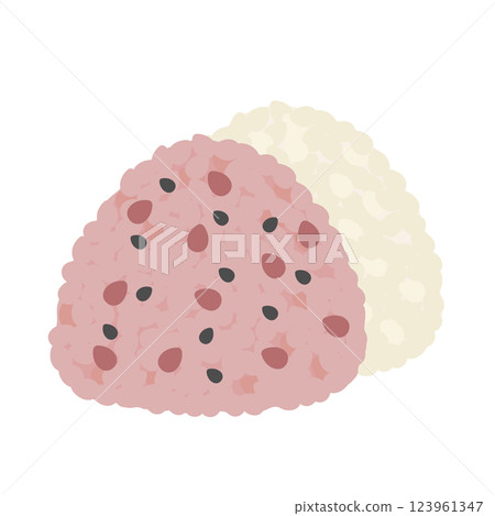 Red rice onigiri, salted rice ball illustration Red rice onigiri, salted rice ball illustration 123961347