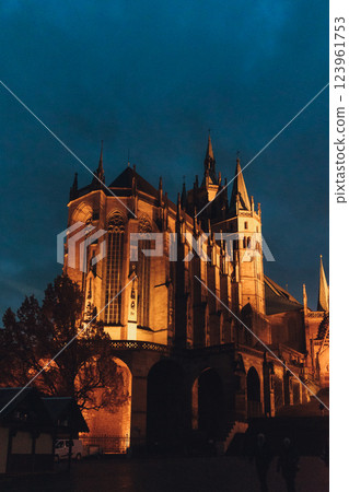 Erfurt Cathedral During Christmas with Festive Christmas Market and Holiday Spirit. High quality photo 123961753