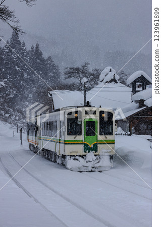 Aizu Railway Yunokami Onsen Station in winter Aizu Railway Yunokami Onsen Station in winter 123961899