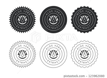 Aloe vera extract icon design illustration. Aloe vera badge label for product packaging Aloe vera extract icon design illustration. Aloe vera badge label for product packaging 123962080