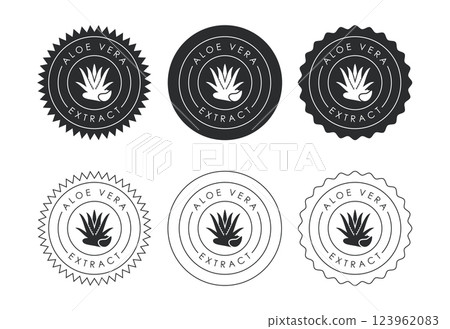 Aloe vera extract icon design illustration. Aloe vera badge label for product packaging 123962083