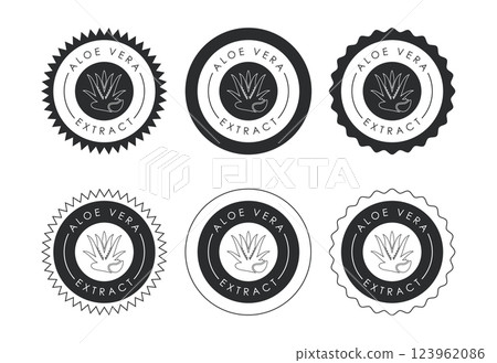 Aloe vera extract icon design illustration. Aloe vera badge label for product packaging Aloe vera extract icon design illustration. Aloe vera badge label for product packaging 123962086