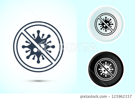 Antibacterial icon design illustration, Hygiene label symbol for product packaging, Color black and white Antibacterial icon design illustration, Hygiene label symbol for product packaging, Color black and white 123962157