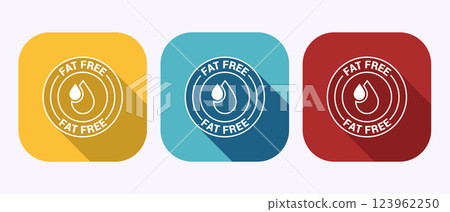 Fat free icon design illustration. Zero fat circle badge label in shadow button design 123962250