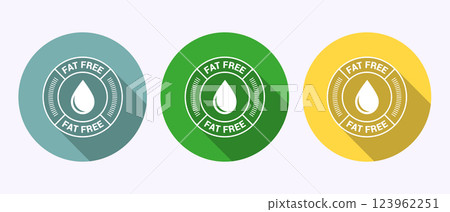 Fat free icon design illustration. Zero fat circle badge label in shadow button design 123962251
