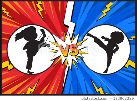 Martial Arts Showdown: Red vs Blue Martial Arts Showdown: Red vs Blue 123962389