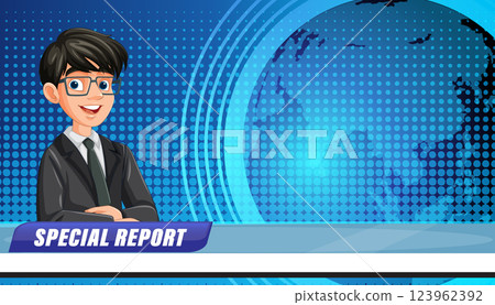 Animated News Anchor Illustration Animated News Anchor Illustration 123962392
