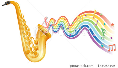 Colorful Saxophone and Musical Notes 123962396