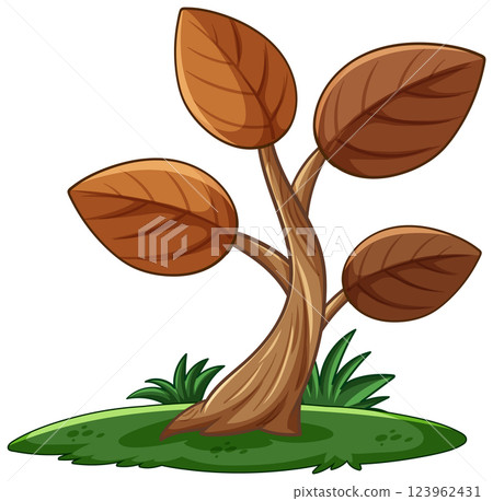Stylized Tree with Brown Leaves Illustration Stylized Tree with Brown Leaves Illustration 123962431