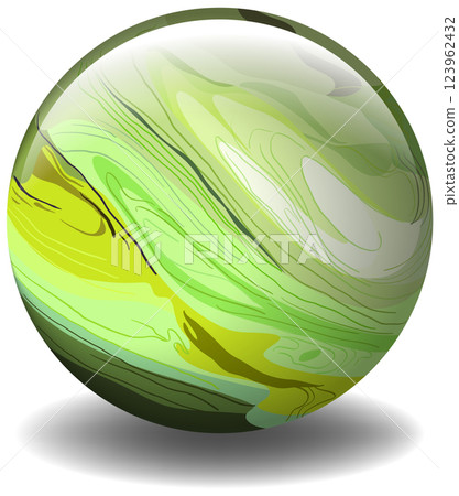 Green Marble Sphere with Swirling Patterns 123962432