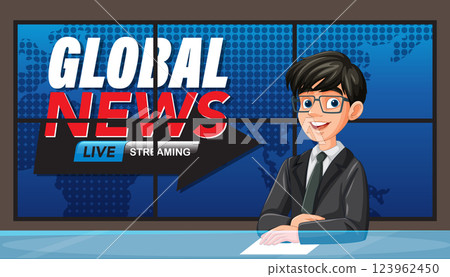 Global News Anchor Illustration 123962450