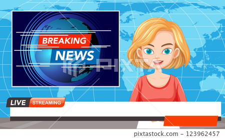 Animated News Broadcast Illustration Animated News Broadcast Illustration 123962457