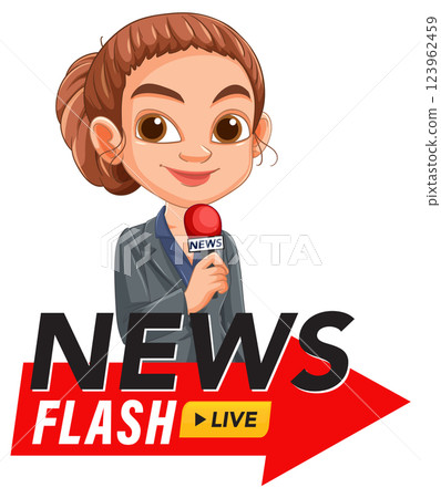 Animated News Reporter Illustration Animated News Reporter Illustration 123962459