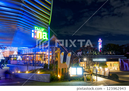 天王寺公園的冬日燈飾與通天閣的夜景 123962943
